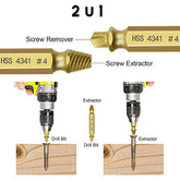 Set iz titana za vrtanje in vlečenje polomljenih vijakov 2 v 1